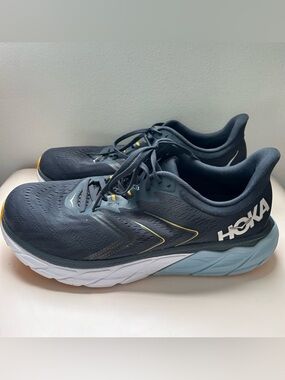 Hoka One One Men's Black and Light Blue Athletic Running Shoes